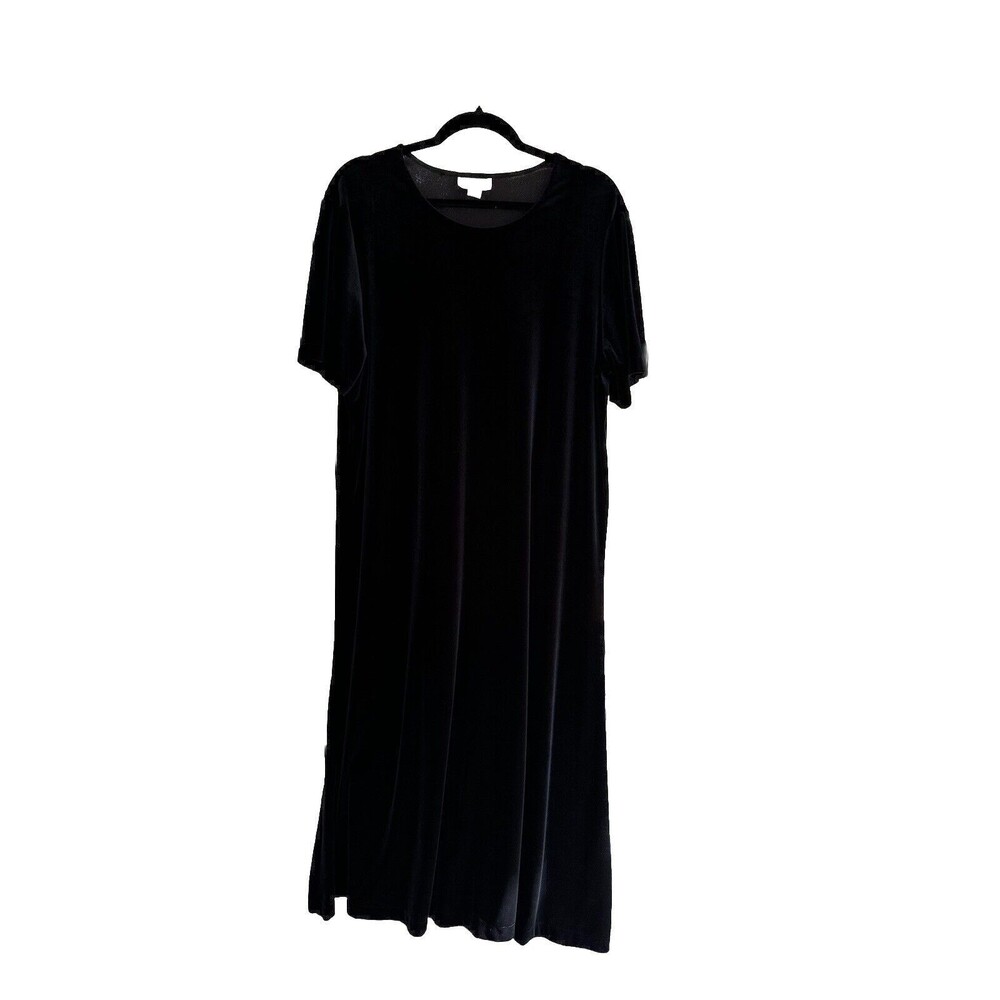 Vintage Talbots Velvet Dress Black Short Sleeve Women's XL Classic Timeless